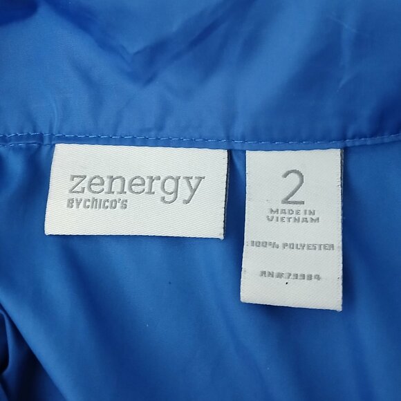 Zenergy Chicos Jacket Size 2 Large Full Zip Mock Hood Lightweight Blue Pockets - Picture 8 of 9